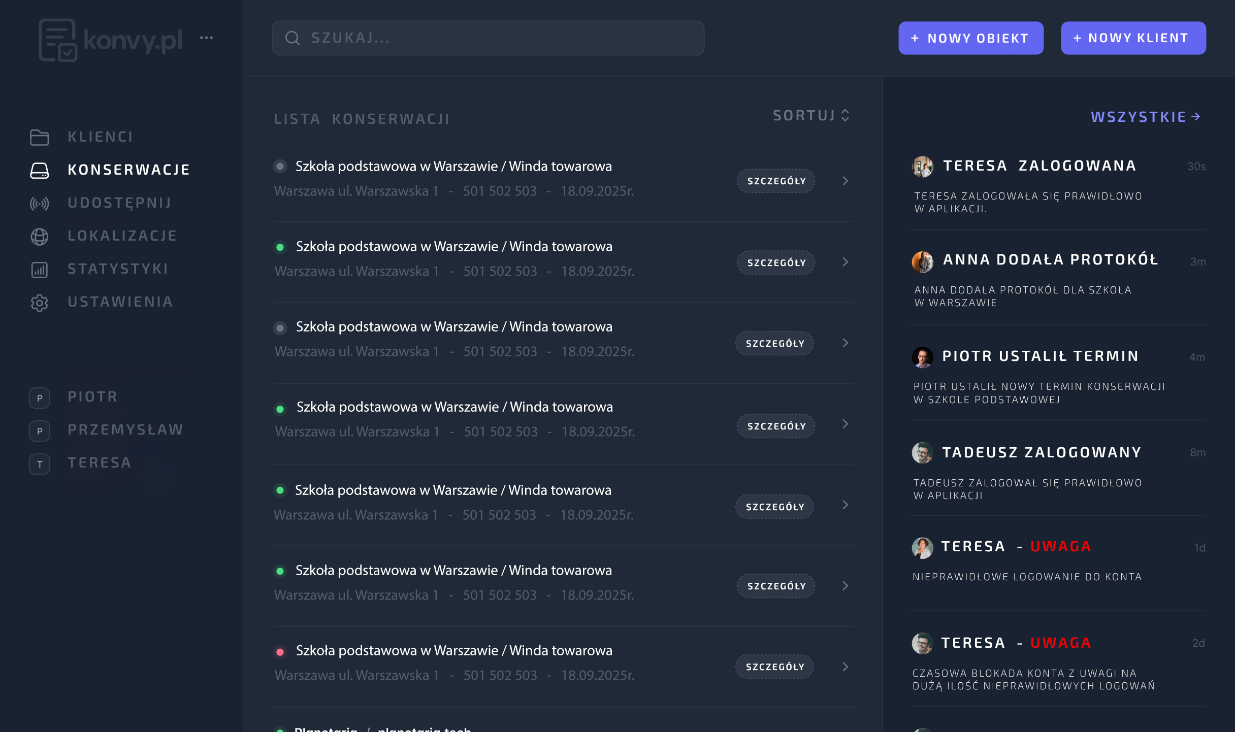 KONVY.PL - elektroniczny dziennik konserwacji